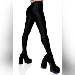 Star Stretch Legging Chunky Heel Boots nwt 7.5 black pant legging boots